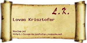 Lovas Krisztofer névjegykártya